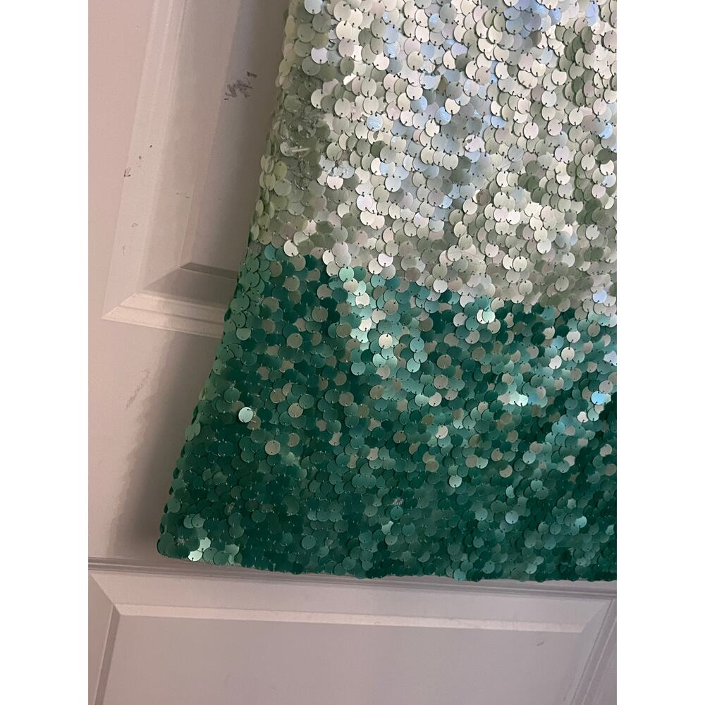 VTG Escada ombré Gradient Green sequined sleeveless Wool top Mermaidcore Runway - Picture 6 of 15